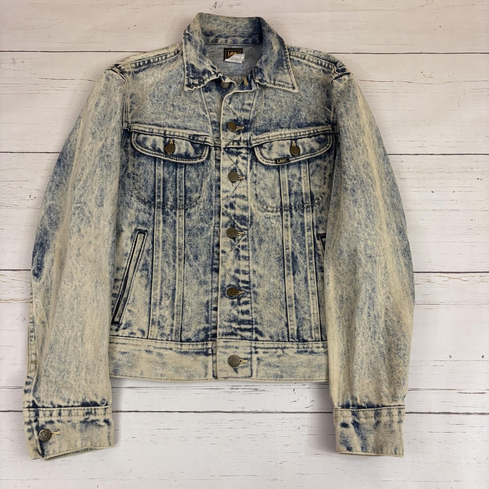 Lee Riders Denim Jacket Vintage Mens 36 Blue Acid Wash Made In USA 80s